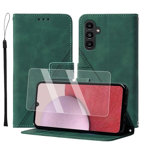Togestar für Samsung Galaxy A16 Hülle Leder Klapphülle, [Panzerfolie] [Handschlaufe] [Magnetverschluss], Handyülle mit Standfunktion Kartenfächer TPU Schutzhülle für Samsung Galaxy A16, Grün von Togestar