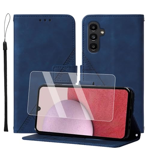 Togestar für Samsung Galaxy A16 Hülle Leder Klapphülle, [Panzerfolie] [Handschlaufe] [Magnetverschluss], Handyülle mit Standfunktion Kartenfächer TPU Schutzhülle für Samsung Galaxy A16, Königsblau von Togestar