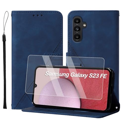 Togestar für Samsung Galaxy A55 Hülle Leder Klapphülle, [Panzerfolie] [Handschlaufe] [Magnetverschluss], Handyülle mit Standfunktion Kartenfächer TPU Schutzhülle für Samsung Galaxy A55, Königsblau von Togestar