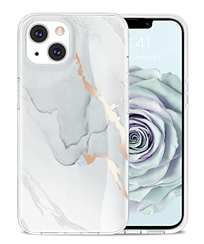 Togestar für iPhone 13 Hülle Marmor, [Verblasst Nicht] MoonRiver Series Ultra Dünn Aesthetic Glitzer Handyhülle, Flexibel Silikon TPU Schutzhülle Marble Case, Grau von Togestar