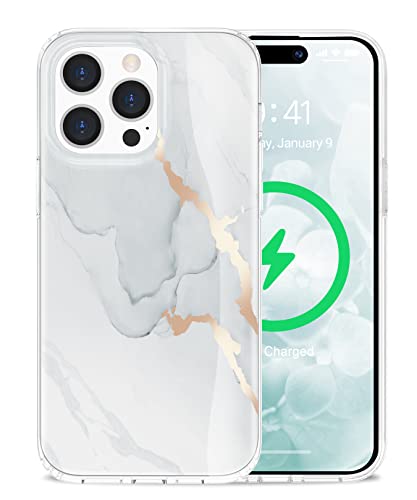 Togestar für iPhone 14 Pro Max Hülle Marmor, [Verblasst Nicht] Ultra Dünn Aesthetic Glitzer Handyhülle, Flexibel Silikon TPU Schutzhülle Marble Case, Grau von Togestar