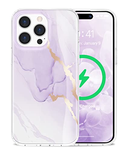 Togestar für iPhone 14 Pro Max Hülle Marmor, [Verblasst Nicht] Ultra Dünn Aesthetic Glitzer Handyhülle, Flexibel Silikon TPU Schutzhülle Marble Case, Lila von Togestar