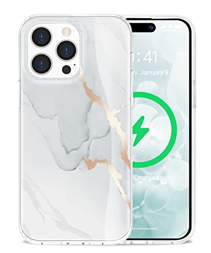 Togestar für iPhone 15 Pro Hülle Marmor, [Verblasst Nicht] Ultra Dünn Aesthetic Glitzer Handyhülle, Flexibel Silikon TPU Schutzhülle Marble Case, Grau von Togestar