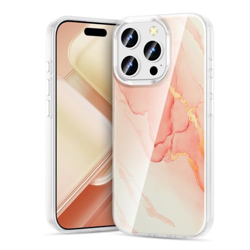 Togestar für iPhone 16 Pro Max Hülle Marmor, [Verblasst Nicht] MoonRiver Series Ultra Dünn Aesthetic Glitzer Handyhülle, Flexibel Silikon TPU Schutzhülle Marble Case, Pink von Togestar