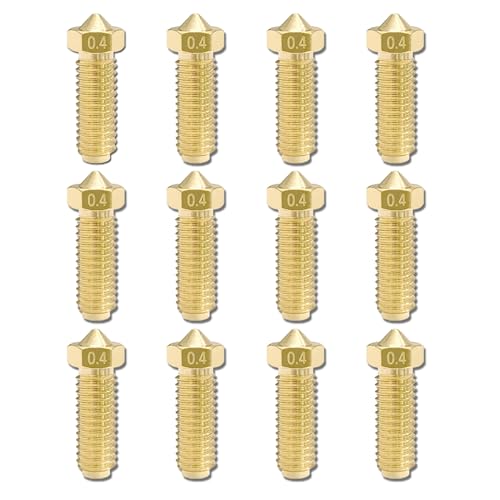 D Drucker Teile,Messing Düsen,3 3D Drucker DÜSe 0, 4 mm Messing DÜSen Nozzle Extruder Druckkopf für Volcano Anycubic Vyper Kobra Max Artillery Phaetus Rapido Nozzle Drucker 12 Stück von TogtherKings