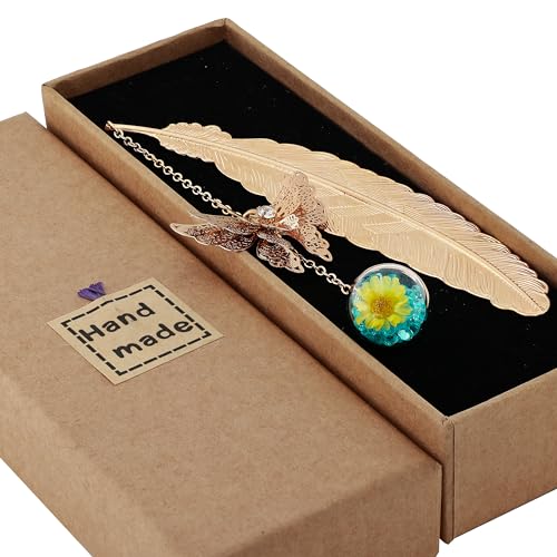Toirxarn Feder-Lesezeichen mit Schmetterlingsanhänger – Elegantes Weihnachtsgeschenk für Frauen, Buchliebhaber und Mütter – Perfektes Nikolaus- und Adventsgeschenk – Mit umweltfreundlicher Geschenkbox Toirxarn Feder-Lesezeichen mit Schmetterlingsanhänger – Elegantes Weihnachtsgeschenk für Frauen, Buchliebhaber und Mütter – Perfektes Nikolaus- und Adventsgeschenk – Mit umweltfreundlicher Geschenkbox von Toirxarn