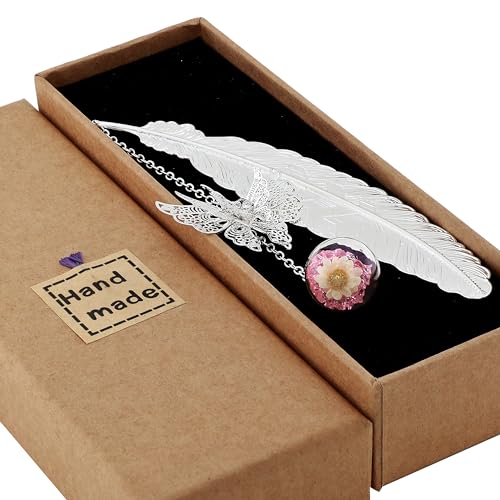 Toirxarn Metall Feder Lesezeichen mit Schmetterling Kristall Anhänger - Personalisiertes Geschenk für Mädchen, Frauen, Mütter, Schwestern, Lehrer und Buchliebhaber - Ideal für Muttertag und Geburtstag Toirxarn Metall Feder Lesezeichen mit Schmetterling Kristall Anhänger - Personalisiertes Geschenk für Mädchen, Frauen, Mütter, Schwestern, Lehrer und Buchliebhaber - Ideal für Muttertag und Geburtstag von Toirxarn