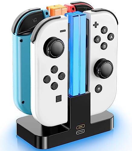 Switch Controller Ladestation für Nintendo Switch & OLED, 2 Std Schnelllade Joy Con Ladestation mit LED Anzeige Laterne, Switch Ladegerät Ständer für Joycon & Switch Zubehör Switch Controller Ladestation für Nintendo Switch & OLED, 2 Std Schnelllade Joy Con Ladestation mit LED Anzeige Laterne, Switch Ladegerät Ständer für Joycon & Switch Zubehör von Tokluck