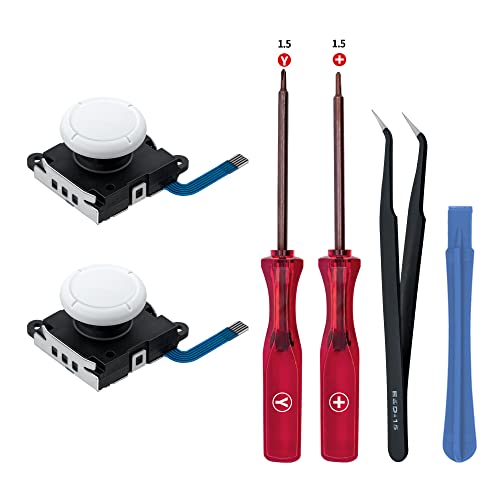 Tolesum 3D Analog Joystick Reparatur Ersatz Set für NS Switch/Switch OLED Joy-Con/Switch Lite Controller mit Reparatur Werkzeuge-Weiß von Tolesum