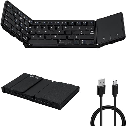 Tolesum Faltbare Tastatur Bluetooth 5.1 mit Touchpad, US Layout, Wiederaufladbare Tastatur Klappbar,Mini Bluetooth Tastatur mit 3 Bluetooth Kanälen fürTablet/Handy/PC/iOS/Android/Windows von Tolesum