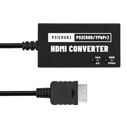 Tolesum PS1/PS2 zu HDMI Konverter,PS2 zu HDMI Adapter Kabel RGBS-YPbPr,Bildschirm 4:3/16:9 Umschalten, 720p HDMI Konverter für PS1/PS2 von Tolesum