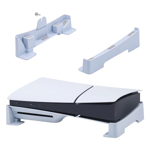 Tolesum PS5 Slim Horizontaler Ständer, Basis Halterung Liegend für PS5 Slim Disc & Digital Edition, Stabiler Anti-Rutsch Standfuß Kompatibel mit Playstation 5 Slim Digital/UHD Konsole Zubehör (Weiß) von Tolesum
