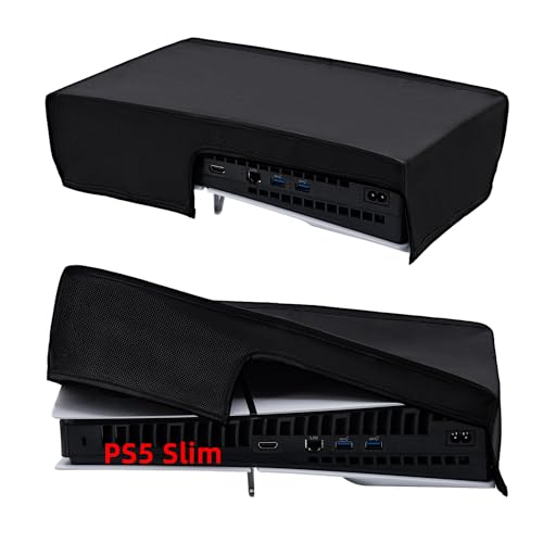 Tolesum Schutzhülle für PS5 Slim ,PS5 Slim Staubschutz Hülle,Spritzwasserdichte Dust Cover für Playstation 5 Slim Digital Edition/Disc Konsole-Nicht für PS5 (Horizontal-Schwarz) von Tolesum