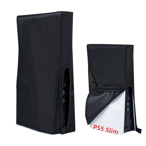 Tolesum schutzhülle für PS5 Slim,PS5 Slim Staubschutz Hülle,Spritzwasserdichte Dust Cover für Playstation 5 Slim Digital Edition/Disc Konsole-Nicht für PS5 (Schwarz) von Tolesum