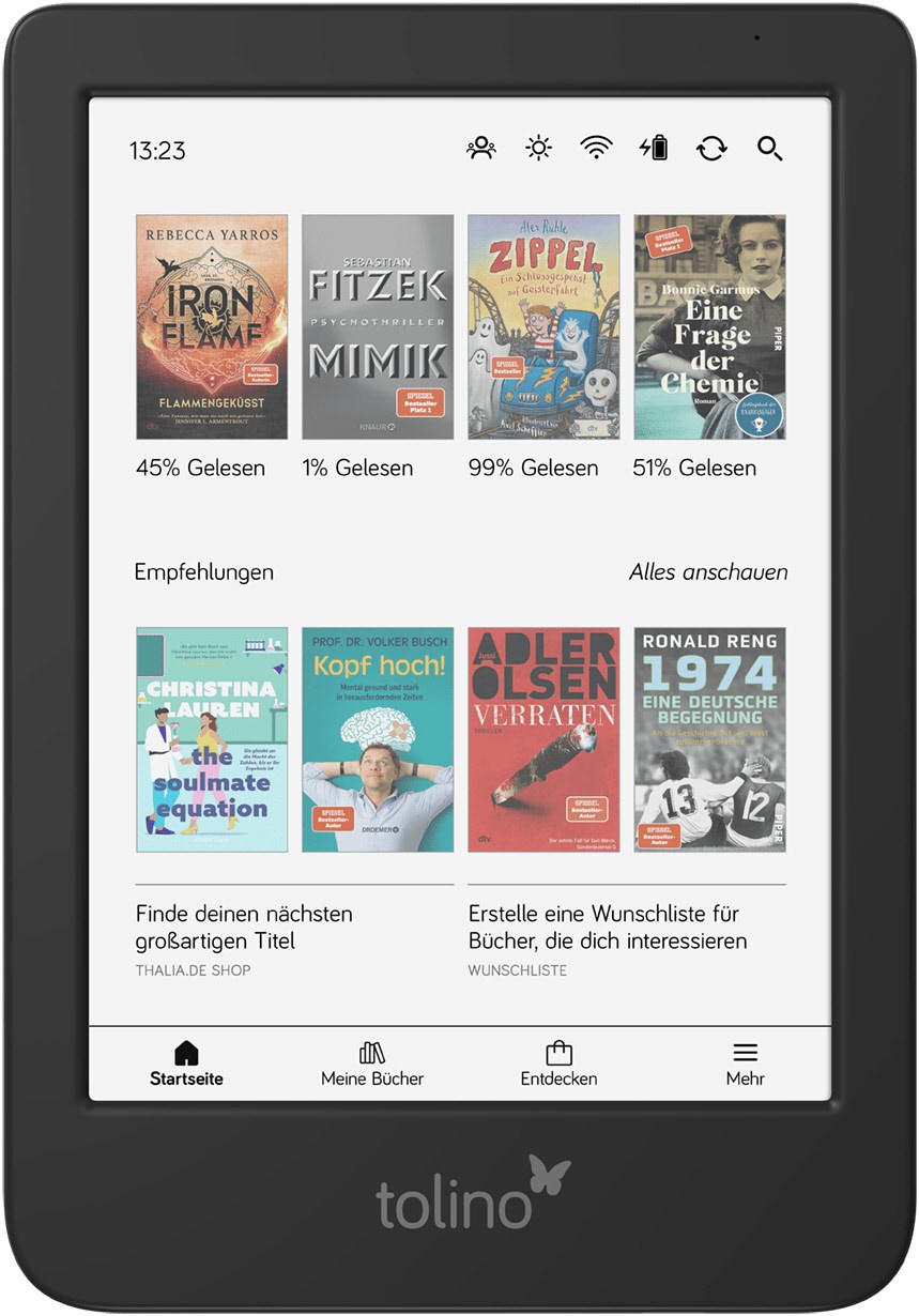 shine color E-Book Reader von Tolino