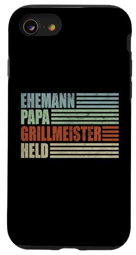 Ehemann Papa Grillmeister Held Vatertag Vintage Weihnachten Hülle für iPhone SE (2020) / 7 / 8 von Toller Vater Grill Spruch Für Familienvater