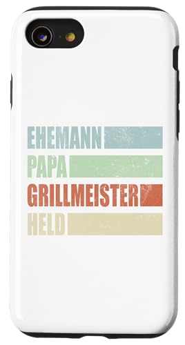 Ehemann Papa Grillmeister Held Vatertag Vintage Weihnachten Hülle für iPhone SE (2020) / 7 / 8 von Toller Vater Grill Spruch Für Familienvater
