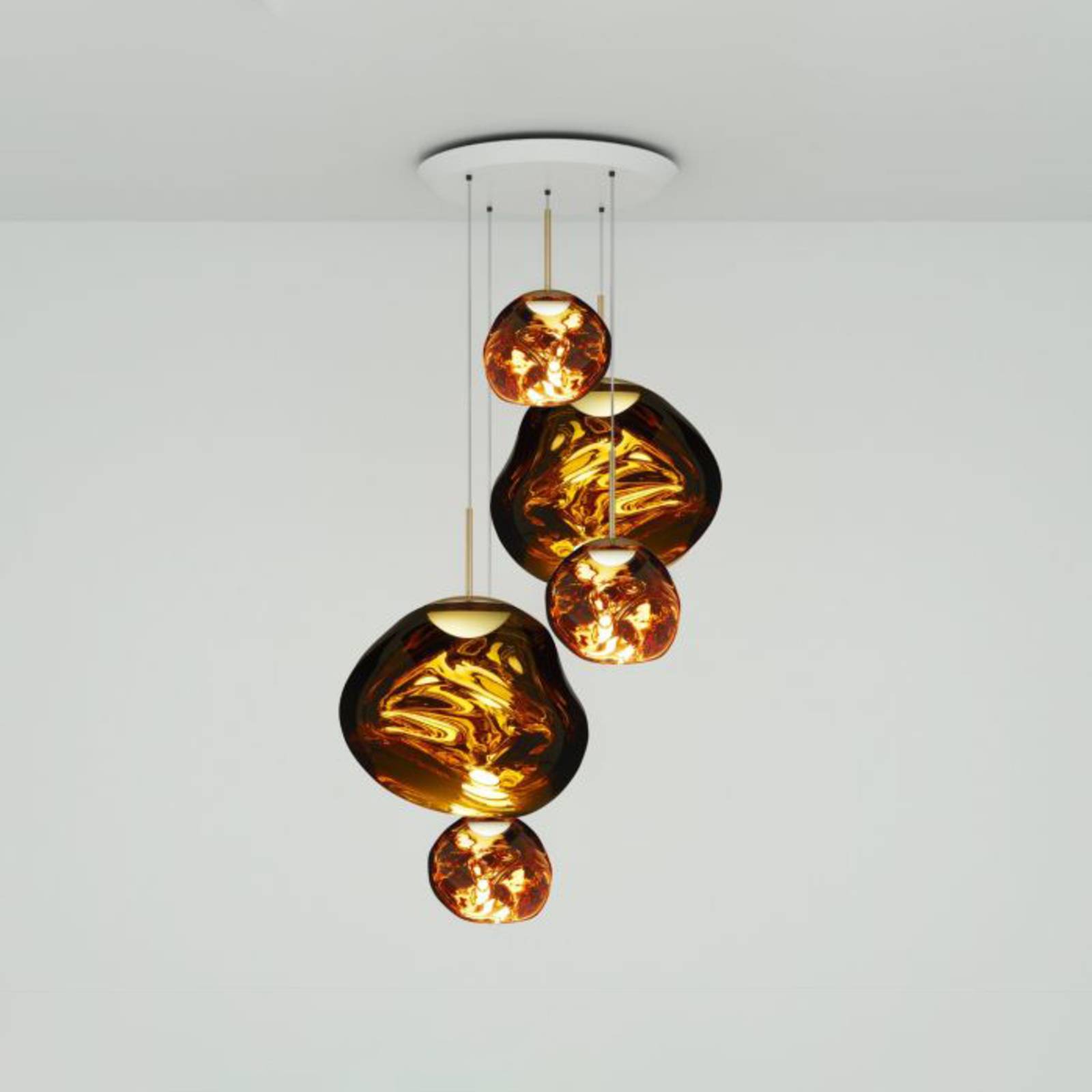 Tom Dixon Melt Large Round Pendellampe 5fl gold von Tom Dixon