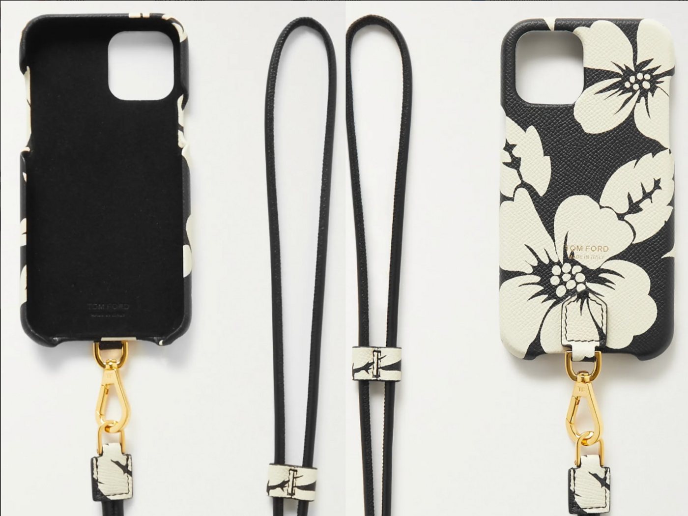 Tom Ford Handyhülle TOM FORD Floral Full-Grain Leather iPhone 11 Pro Case Lanyard Handy Ta von Tom Ford