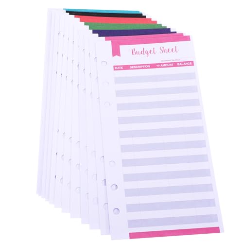 Tomaibaby 20Pcs Budget Blätter 6 Löcher A6 Binder Kosten Tracker Blätter Budget Karte Blätter für Budgetierung Umschläge Bargeld Umschlag Brieftasche Planer von Tomaibaby