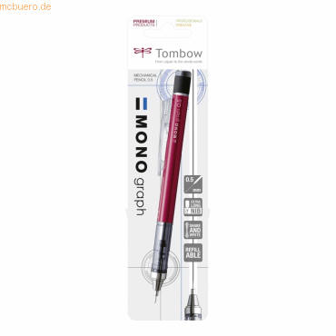 5 x Tombow Feinminenstift Mono Graph 0,5mm rot Blister von Tombow