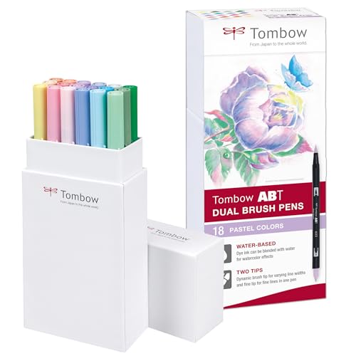 Tombow ABT-18P-5 Fasermaler Dual Brush Pen mit zwei Spitzen 18er Set, pastellfarben von Tombow