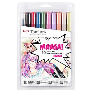 Tombow ABT Manga Shojo Dual Brush-Pens farbsortiert, 1 Set von Tombow