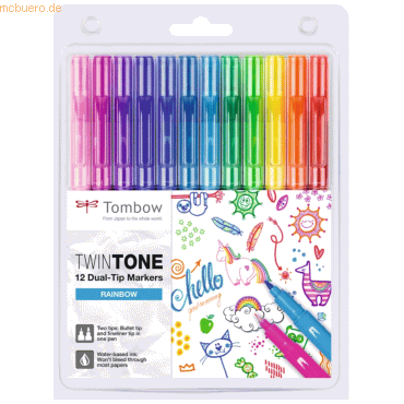 Tombow Doppelfasermaler TwinTone Rund- und Finelinerspitze VE=12 Stück Tombow Doppelfasermaler TwinTone Rund- und Finelinerspitze VE=12 Stück von Tombow