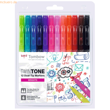 Tombow Doppelfasermaler TwinTone Rund- und Finelinerspitze VE=12 Stück Tombow Doppelfasermaler TwinTone Rund- und Finelinerspitze VE=12 Stück von Tombow