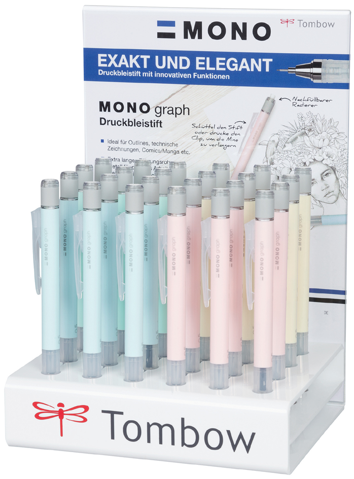 Tombow Druckbleistift , MONO graph,  Pastell, 24er Display von Tombow