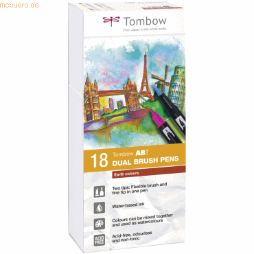 Tombow Dual-Fasermaler ABT mit Rundspitze/Pinselspitze Wasserbasis Erd von Tombow