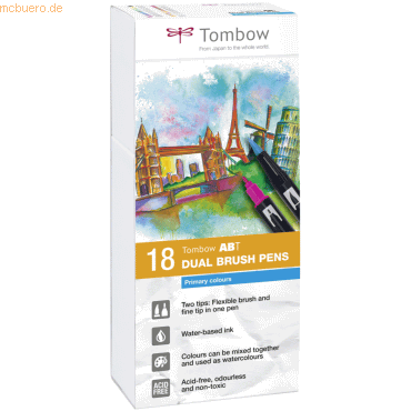 Tombow Dual-Fasermaler ABT mit Rundspitze/Pinselspitze Wasserbasis Pri von Tombow