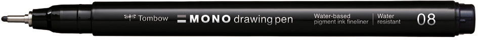 Tombow Fineliner MONO drawing pen, schwarz, Strichstärke 08 von Tombow