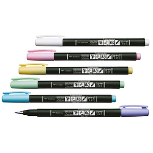 Tombow Fudenosuke Pastel Brush-Pens farbsortiert, 6 St. von Tombow