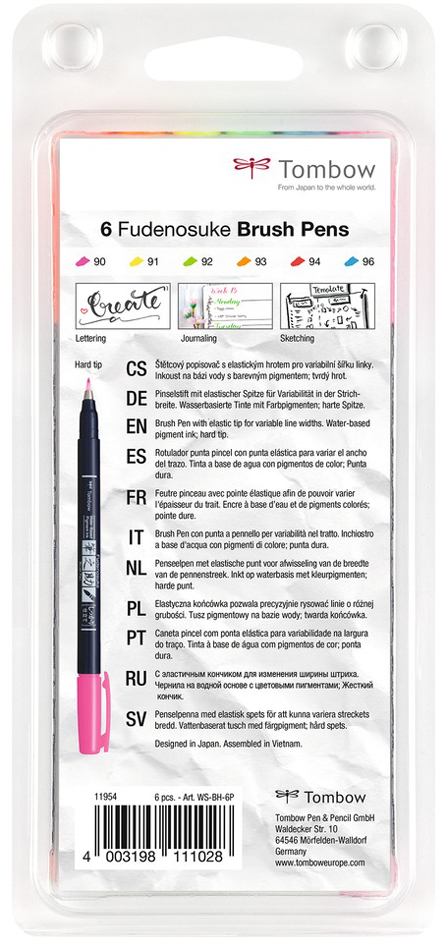 Tombow Kalligraphie-Stift Fudenosuke Neon, 6er-Set von Tombow