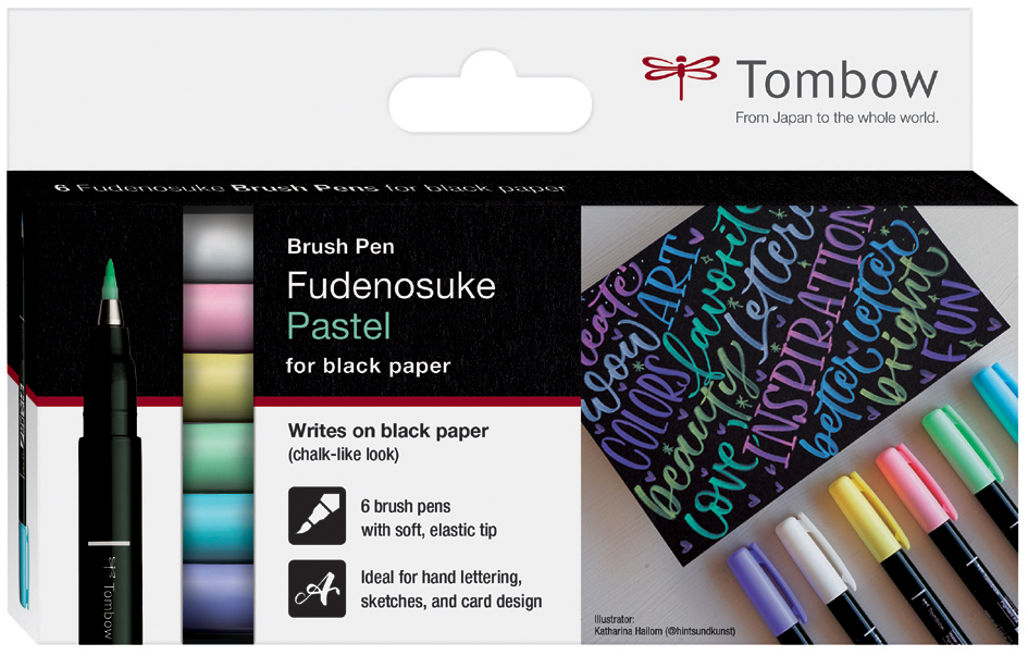 Tombow Kalligraphie-Stift Fudenosuke Pastel, 6er Kartonetui von Tombow