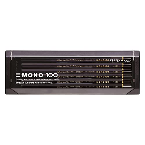 Tombow Bleistift MONO 100 4H, 12er-Set, hochwertige Graphitmine mit hoher Dichte, intensiver Kontrast, ideal zum Zeichnen und Schreiben [MONO-100-4H] von Tombow