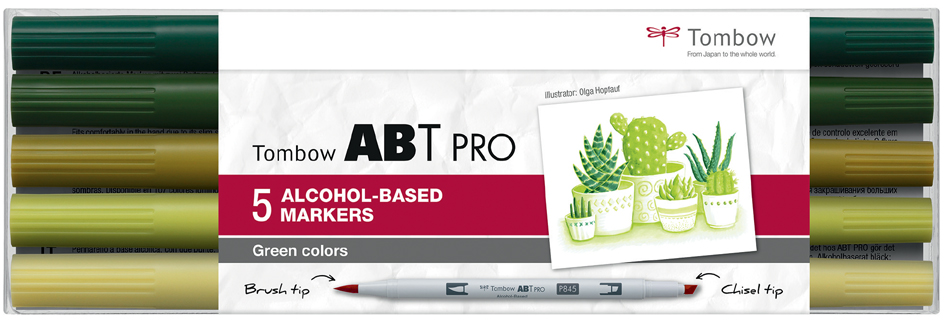 Tombow Marker ABT PRO, alkoholbasiert, 5er Set Green Colors von Tombow