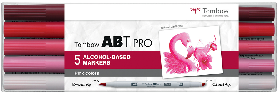 Tombow Marker ABT PRO, alkoholbasiert, 5er Set Pink Colors von Tombow