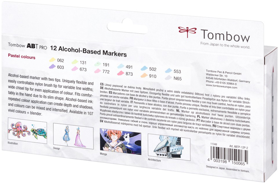 Tombow Marker ABT PRO, alkoholbasiert,12er Set Pastel Colors von Tombow
