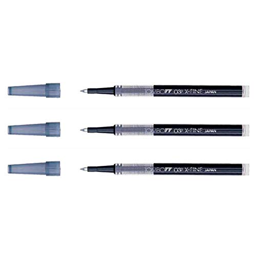 Tombow Minen für Tintenroller, 0,3 mm, Schwarz, 3 Stück von Tombow