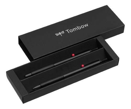 Tombow PLZ-211-1 Schreibgeräteset Zoom 707 Kugelschreiber mit Druckbleistift, grau/schwarz/rot von Tombow