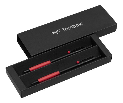 Tombow PLZ-211-2 Schreibgeräteset Zoom 707 Kugelschreiber mit Druckbleistift, schwarz/rot von Tombow