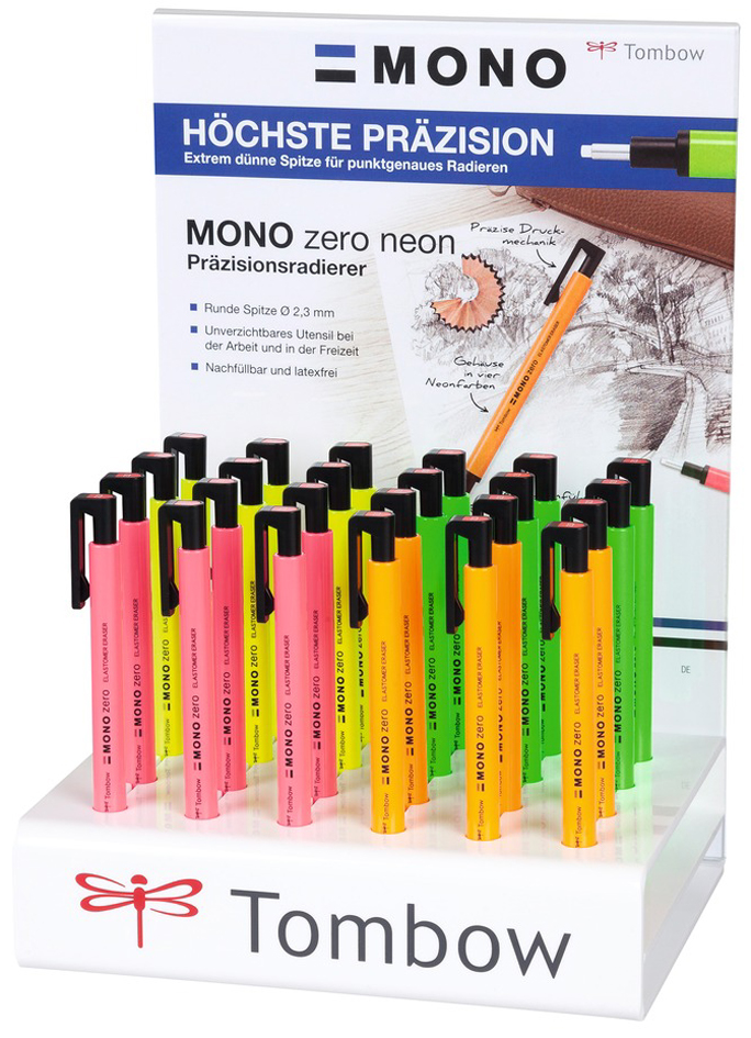 Tombow Radierstift , MONO zero,  Neon, 24er Display von Tombow