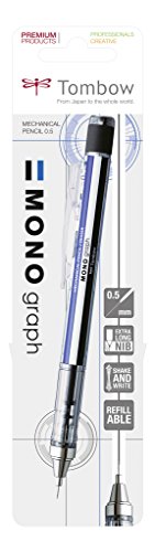 Tombow SH-MG-BS Druckbleistift Monograph mit extra-langer Metallspitze, weiß/blau/schwarz, 1 Stück (1er Pack) von Tombow