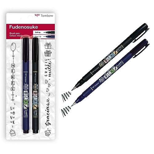 Tombow WS-BHS-2P Brush Pen Fudenosuke je 1 x mit Harter und weicher Spitze von Tombow