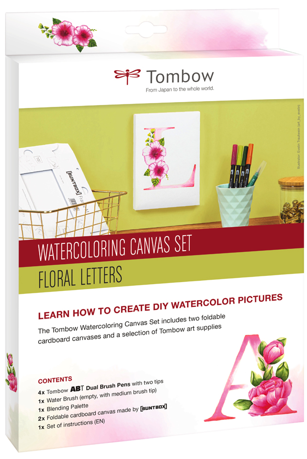 Tombow Watercoloring-Leinwand-Set , Florale Buchstaben, von Tombow
