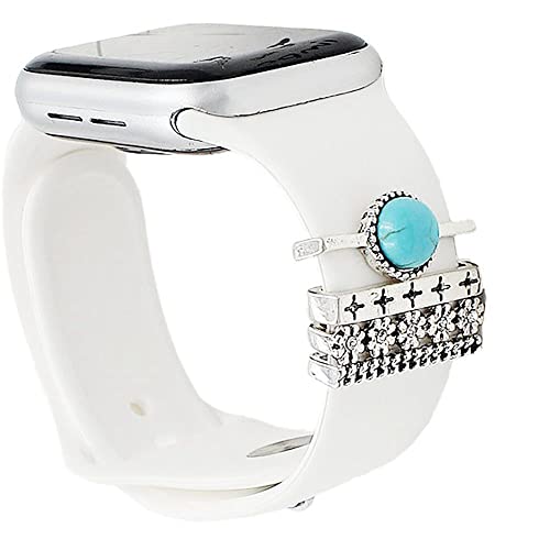 Tomcrazy Uhrenarmband, kompatibel mit Apple Watch Serie 8, 7, 6, 5, 4, iWatch 45 mm, 41 mm, 4 Stück, Vintage simulierter Türkis, dekorativer Ring für Fitbit Charge 5, Samsung Galaxy Watch 4, Tomcrazy Uhrenarmband, kompatibel mit Apple Watch Serie 8, 7, 6, 5, 4, iWatch 45 mm, 41 mm, 4 Stück, Vintage simulierter Türkis, dekorativer Ring für Fitbit Charge 5, Samsung Galaxy Watch 4, von Tomcrazy