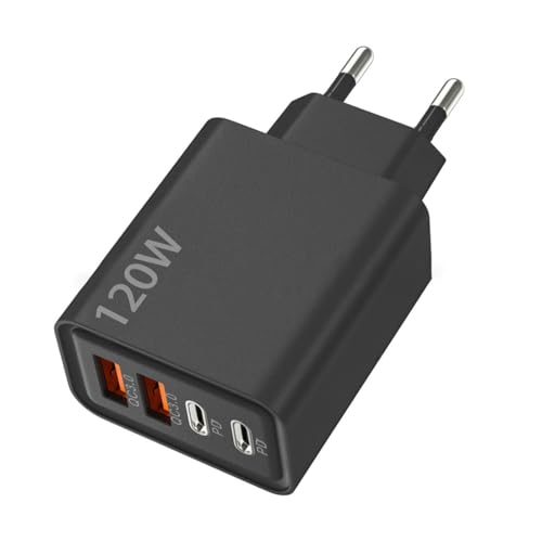 Tomedeks USB Ladegerät Mehrfach,120W 4 Port Schnellladegerät,PD+QC 3.0 Schnellladegerät,Ladestecker USB C,Steckdose für iPhone,Samsung,Xiaomi,Huawei（Schwarz） von Tomedeks