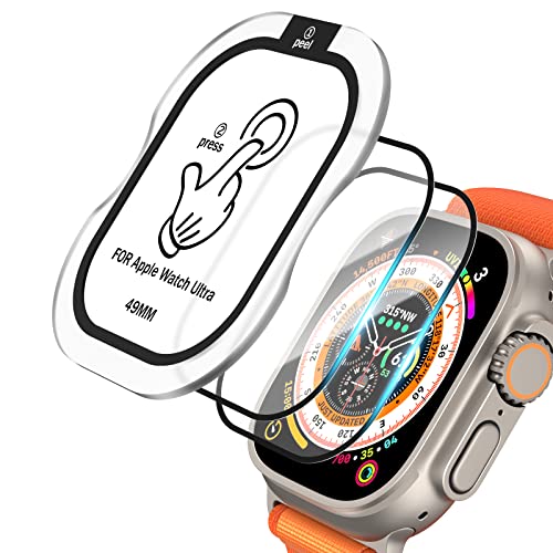 TommyBear Schutzfolie Für Apple Watch Ultra 49mm（Ultra 2）, 2 Stück Displayschutzglas 9H Gehärtetes Glas Bildschirmschutzfolie mit 2 Pack Auto Alignment Tool Kit, Staub- und Blasenfrei, Ultraklar von TommyBear